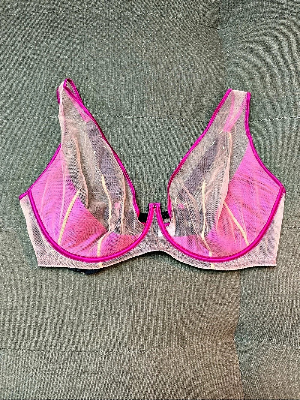Edge o' Beyond Pink & Black Mesh Underwire Bra
